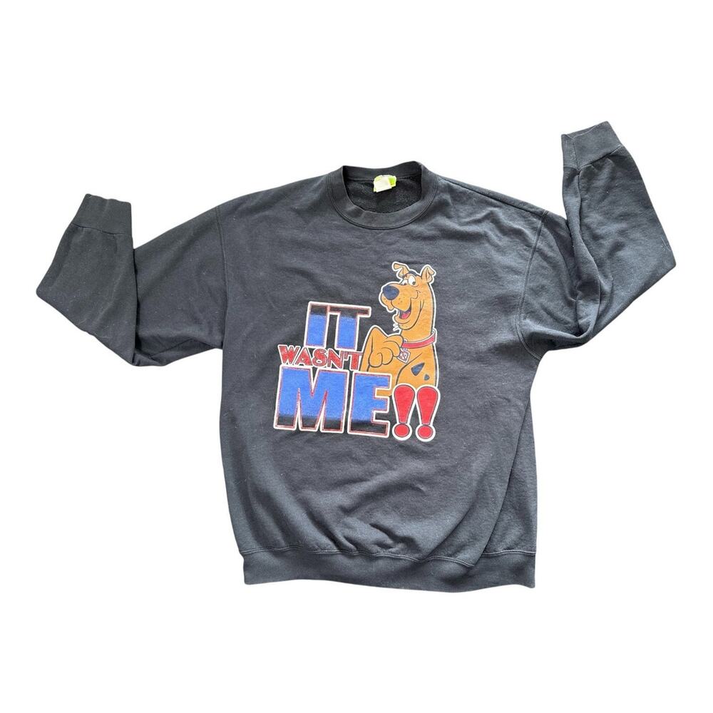 VTG Scooby Doo Sweatshirt Mens Size Large Black Y2K It Wasnt Me Hanna Barbera